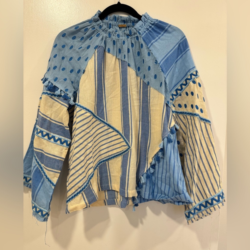 DODO BAR OR striped mock neck blouse